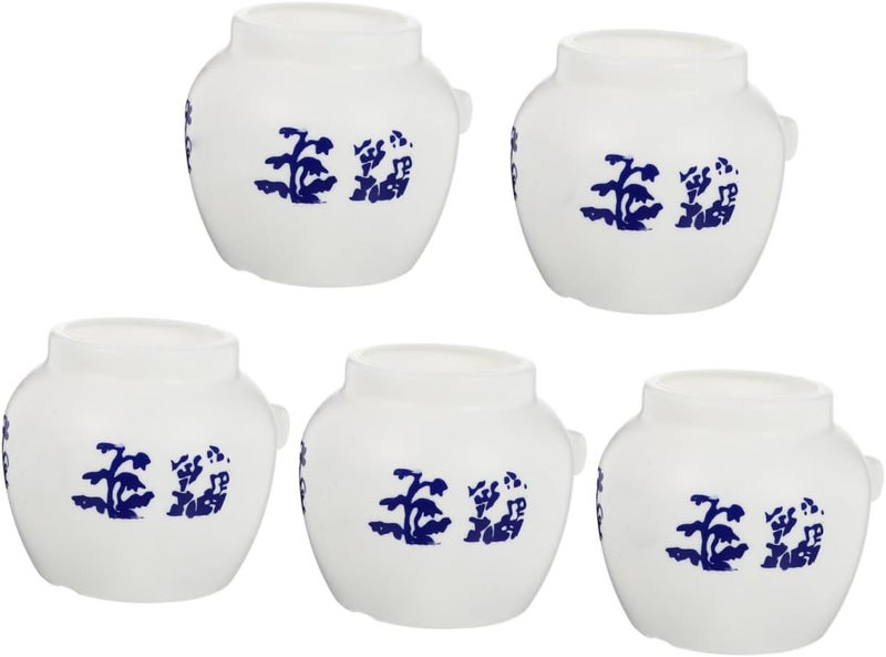 5pcs Large Round Parrot Food Bowls Set, Imitation Blue and White Porcelain Bird Dish and Water Cup for Cockatiel, Parakeet, Suitable for Bird Feeding Supplies - Image 1