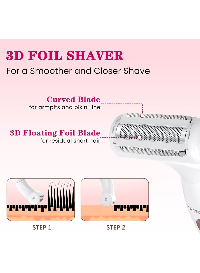 MAXGROOM Women’s Bikini Trimmer – All-in-One Waterproof Ladies’ Electric Razor & Shaver，Rechargeable Body Grooming Kit for Legs, Armpits, Face, Eyebrows & Bikini Line (White) - Image 2