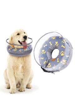 Dog Cone ,Comfy Recovery Collar for Dogs Inflatable, Soft, u0026 Adjustable Cone for After Surgery, Wounds, Rashes, u0026 Vet Visits  Clear Shield u0026 Secure Buckle,Medium Size