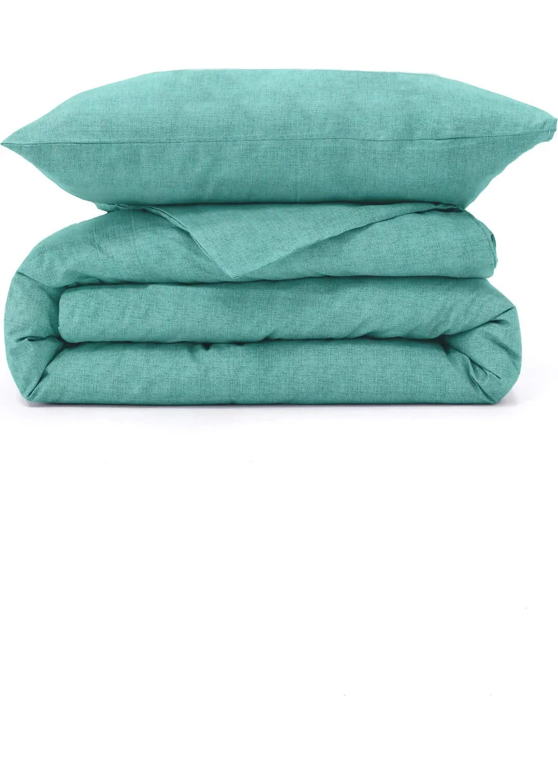 Favora Glitter Solid Color Single Elastic Duvet Cover Set - Light Green