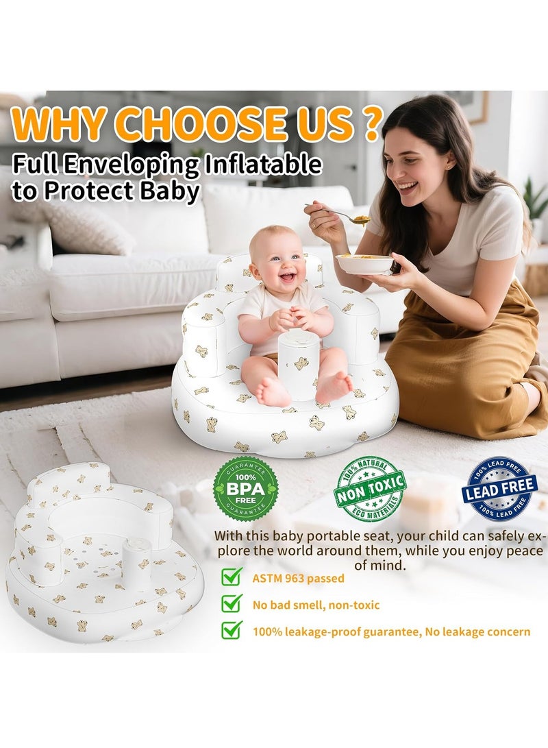 Gonice Blow Up Seat for Baby, Inflatable Baby Chair 3 Months & Up, Chair for Babies Sitting Up with Built in Pump (Bear) - Image 5