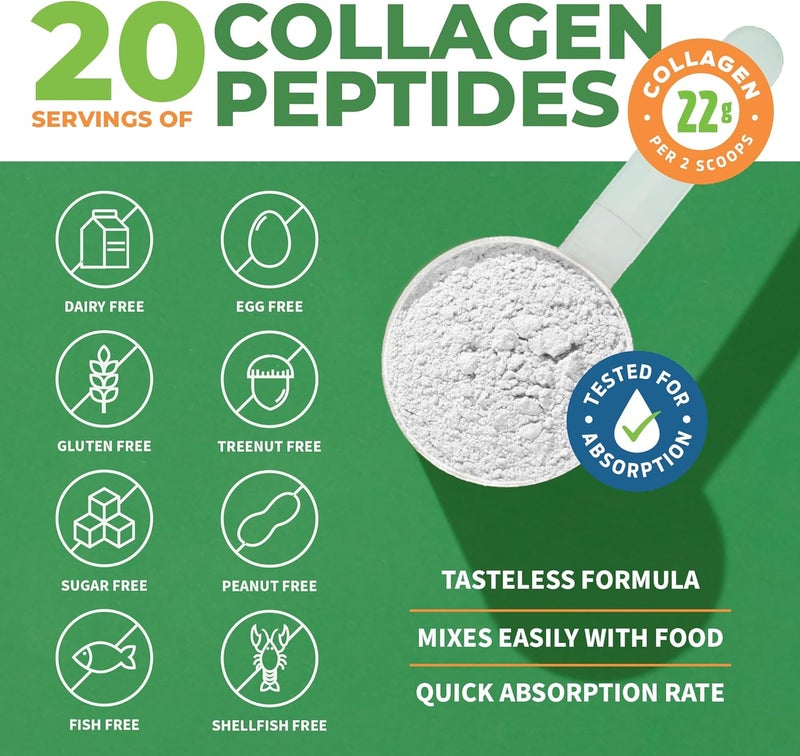 ForestLeaf Collagen Peptides Powder Unflavored  Hydrolyzed Grass Fed Keto Collagen Protein Powder Type 1 2  3  Vital Hair Skin Nails Joints Recovery 11g Per Serving - Image 2