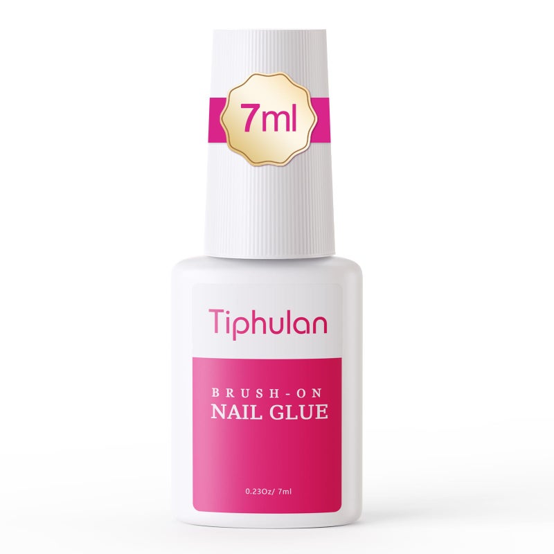 TIPHULAN 7ml Brush On Nail Glue for Press On, Acrylic Nails - Super Strong, Durable & Long-Lasting, Mess Free, Travel Friendly, 0.23 oz - Image 1