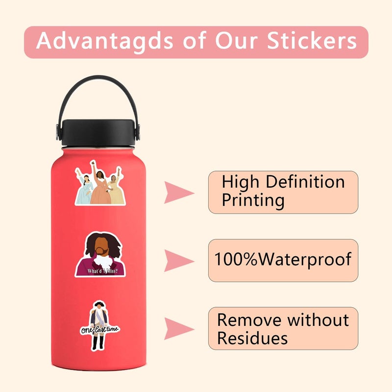 WANVAE 50pcs Hamilton Musical Stickers for Teen Laptop, Music Waterproof Stickers for Girl Adult Water Bottle, Phone, Computer, Cool Kids Skateboard, Bike, Luggage Graffiti Decal - Image 4