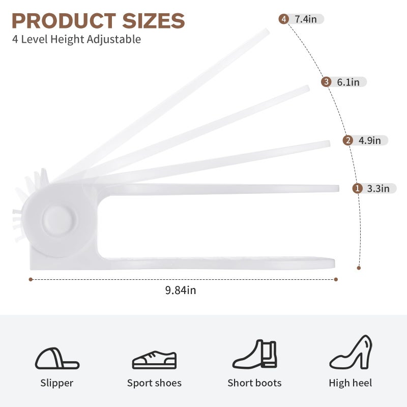 Aonvmdis Shoe Slots Organizer Adjustable Shoe Stackers Double Deck Shoe Rack Holder Shoe Rack Storage Space Saver for Closet Organization - Image 2