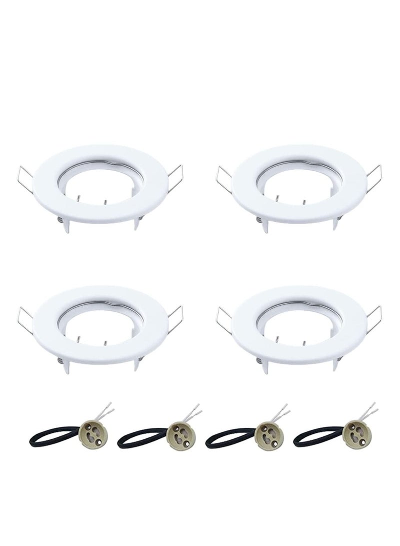 SYOSI 4 Pack Round Recessed Spotlights Trim Ring Fitting White Recessed Lighting with GU10 Light Mounting Frame for Halogen Bulb,50mm Bulb, Ceiling Spotlight MR16 (4 pcs)  - Image 1