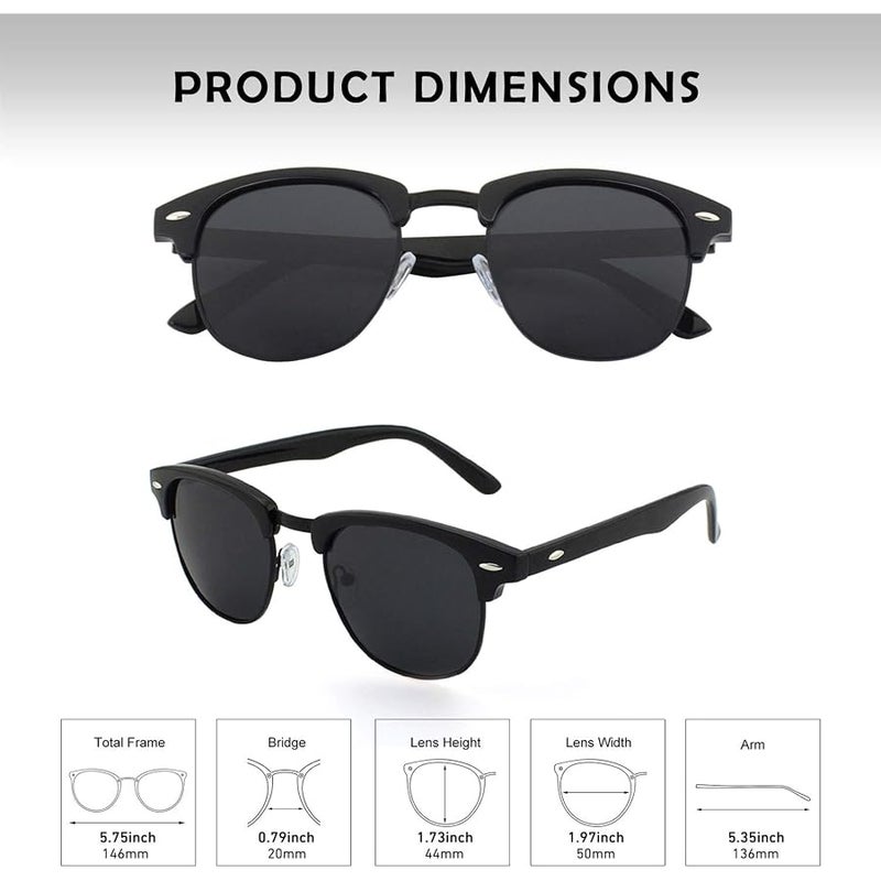 GQUEEN Classic Horn Rimmed Semi Rimless Polarized Sunglasses for Men Women GQO6 - Image 5