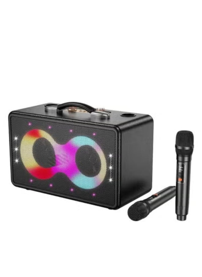 إلترازون Portable Bluetooth Speaker with 60W Peak Output | Dual 15W Full-Range Drivers & 5W Tweeter | Dual Wireless Microphones for Karaoke | RGB Strobe Party Lights | 2×3000mAh Battery with USB-C Fast Charging | 6H Music / 8H Mic Playtime | TF Card, USB, AUX Input | Echo & Reverb Voice Effects | Ideal for Parties, Events, and Outdoor Use  - Image 4