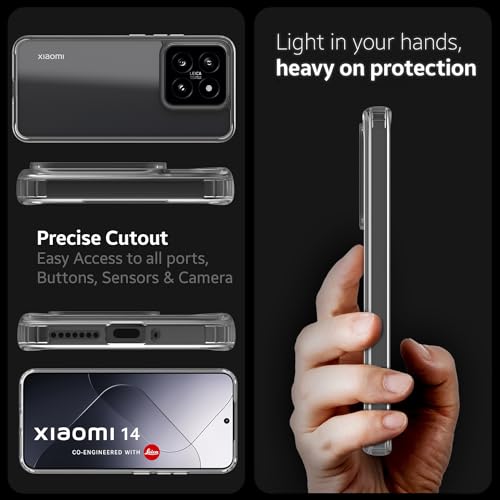 KAPAVER Hybrid Series Back Cover Case Compatible with Xiaomi 14 (PC+TPU) (Clear) - Image 4