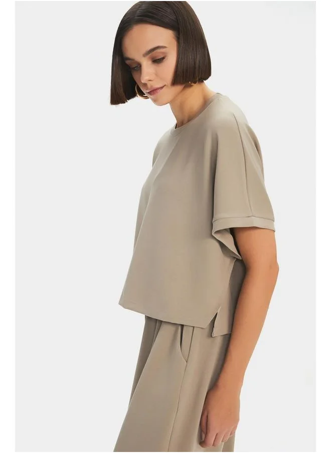 جون June Cotton Blend Short - Tshirt Set Mink