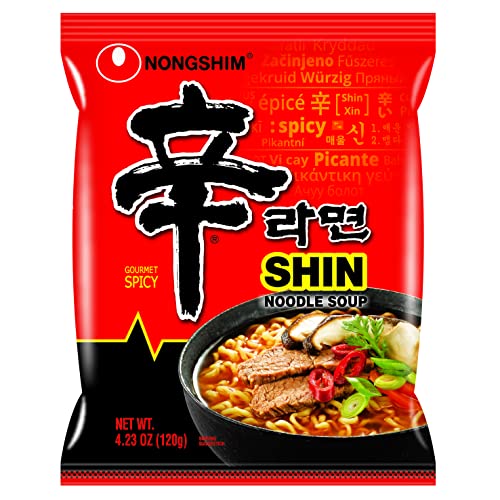 Nongshim Ramen Noodles, Gourmet Instant Ramen, Premium Microwavable Noodle Soup, Spicy Shin, Family Pack, 4.23 Ounce (Pack of 16) - Packaging Graphic May Vary - Image 1