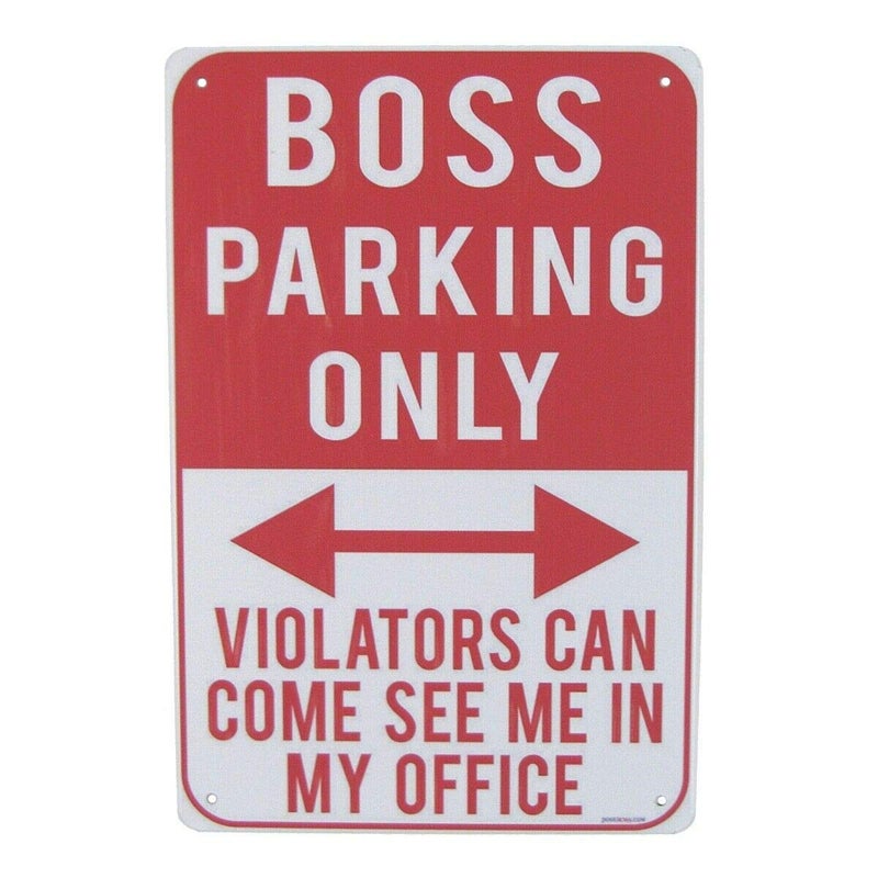 ZMKDLL Funny Metal Sign Boss Parking Only Wall Sign Man Cave Garage Office Decor Gag Gift