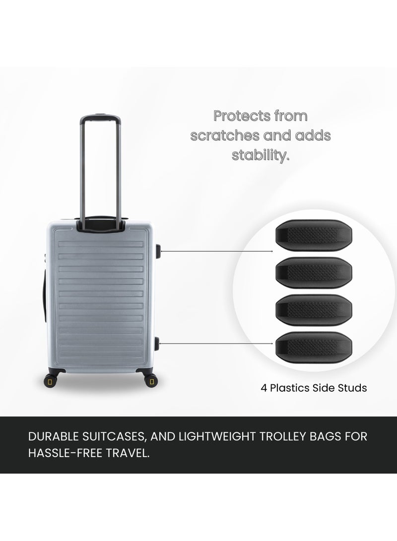 ناشيونال چيوغرافيك حقيبة سفر ناشيونال جيوغرافيك متوسطة صلبة فضية بعجلات دوارة وقفل مدمج - Image 2