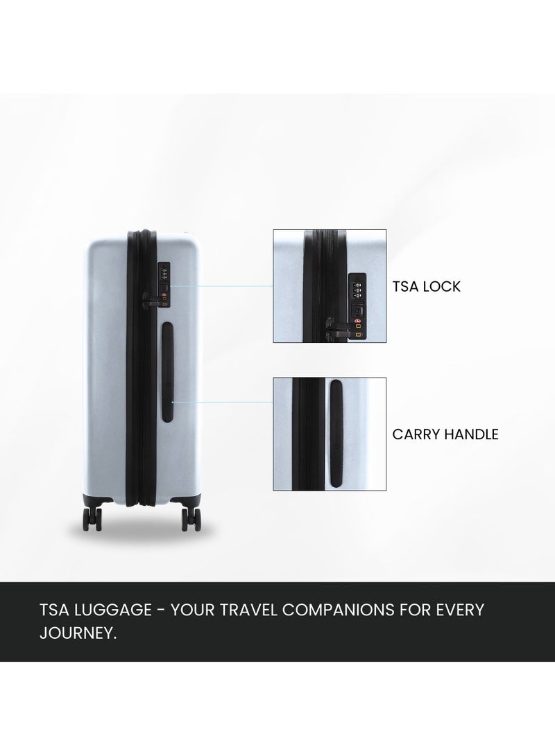 ناشيونال چيوغرافيك حقيبة سفر ناشيونال جيوغرافيك متوسطة صلبة فضية بعجلات دوارة وقفل مدمج - Image 3