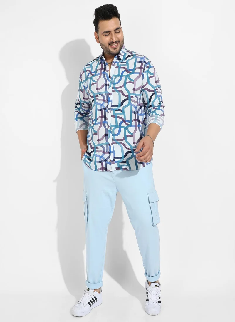 Instafab Plus  Instafab Plus Men's Abstract Print Button Up Shirt for Men | Best Price UAE