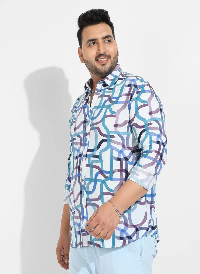 Instafab Plus  Instafab Plus Men's Abstract Print Button Up Shirt for Men | Best Price UAE