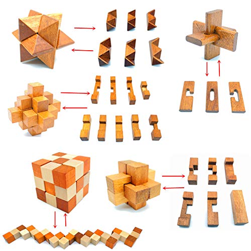 Guaishou Brain Teasers with The Puzzles 21Pcs Unlock Interlock Game IQ Test Toy 3D Wooden and Metal for Party Favor Kids Adults Challenge - Image 2