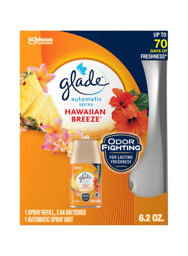 Glade Automatic Spray Refill and Holder Kit, Air Freshener for Home and Bathroom, Hawaiian Breeze, 6.2 Oz - Image 1