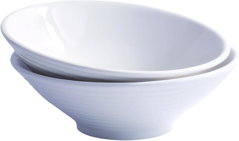 LMRLCS Large Ceramic Ramen Bowls 75 Inch White Set of 2 Ribbed Design - Image 1