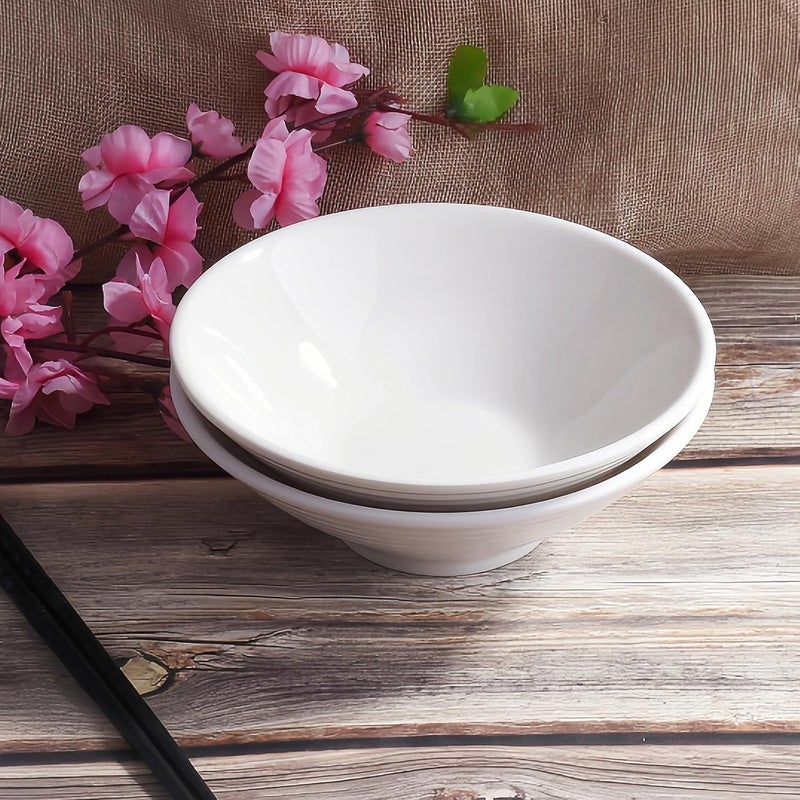 LMRLCS Large Ceramic Ramen Bowls 75 Inch White Set of 2 Ribbed Design - Image 5