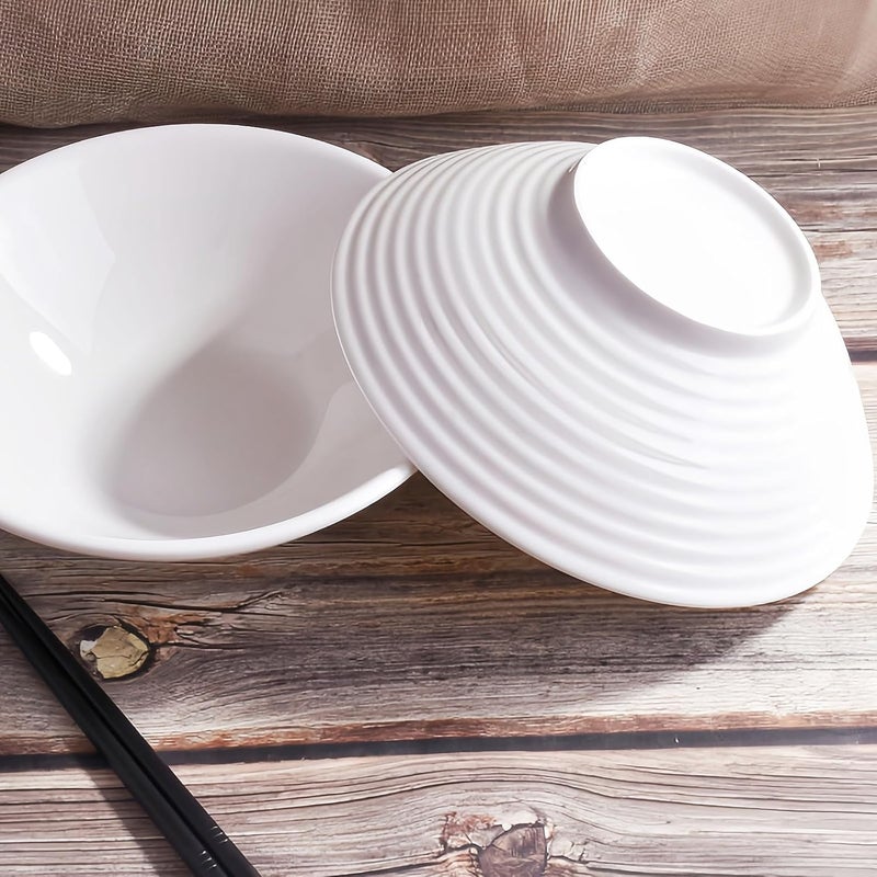 LMRLCS Large Ceramic Ramen Bowls 75 Inch White Set of 2 Ribbed Design - Image 4