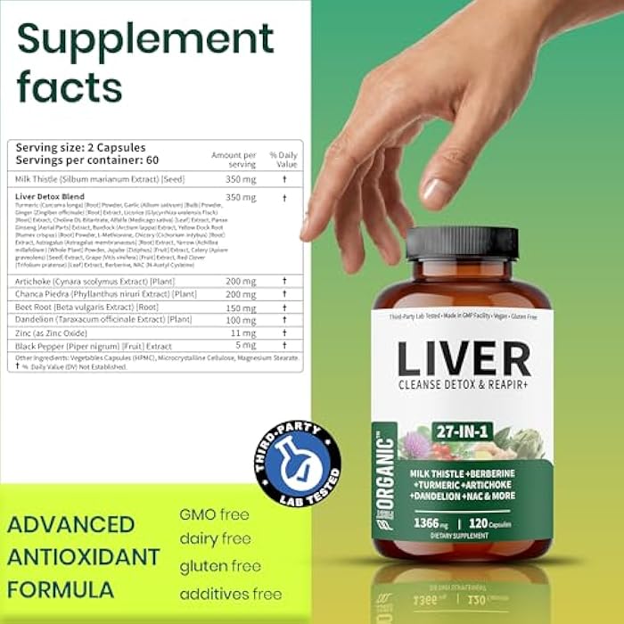 FIRSTORGANIC Milk Thistle Liver Guard+ Complex | 1366mg - 120 Caps | 27-IN-1 Herbal Liver Cleanse & Detox Blend | with Silymarin, Beet Root, NAC & Zinc | Third-Party Tested, Vegan, Non-GMO, Gluten Free - Image 3