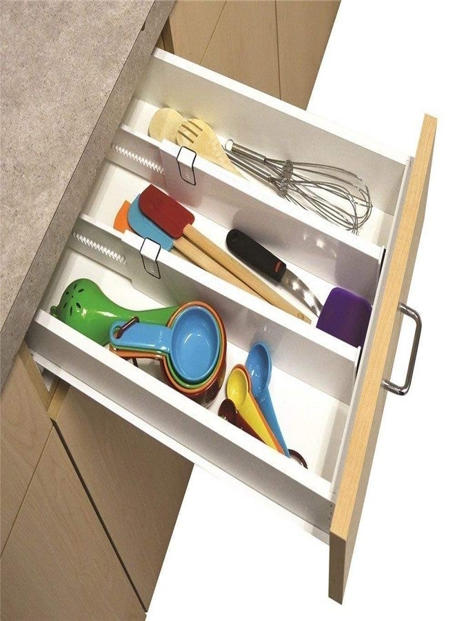 Nirvik expandable drawer dividers for kitchen office wardrobe cloth innerware storage organizer,drawer separator for kitchen jewellery cloth stationary(white/2 pcs) - Image 1