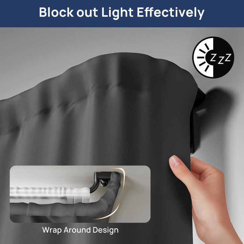 ENJOYBASICS Double Curtain Rodï¼ŒBlackout Wrap-Around Curtain Rods for Windows 48 to 84 Inchï¼ŒAdjustable from 32 to 86 Inch for Room Darkening Curtains, Matte Black - Image 4