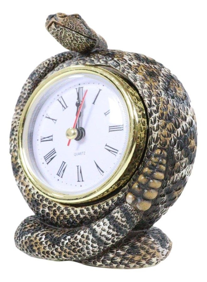 Ebros Gift Realistic Ferocious Diamondback Rattlesnake Coiling Around Clock Desktop Table Roman Numerals Accent Hand Painted Taxidermy Sculpture Lifelike Snake Figurine Snakes Reptile Animal Decor - Image 3