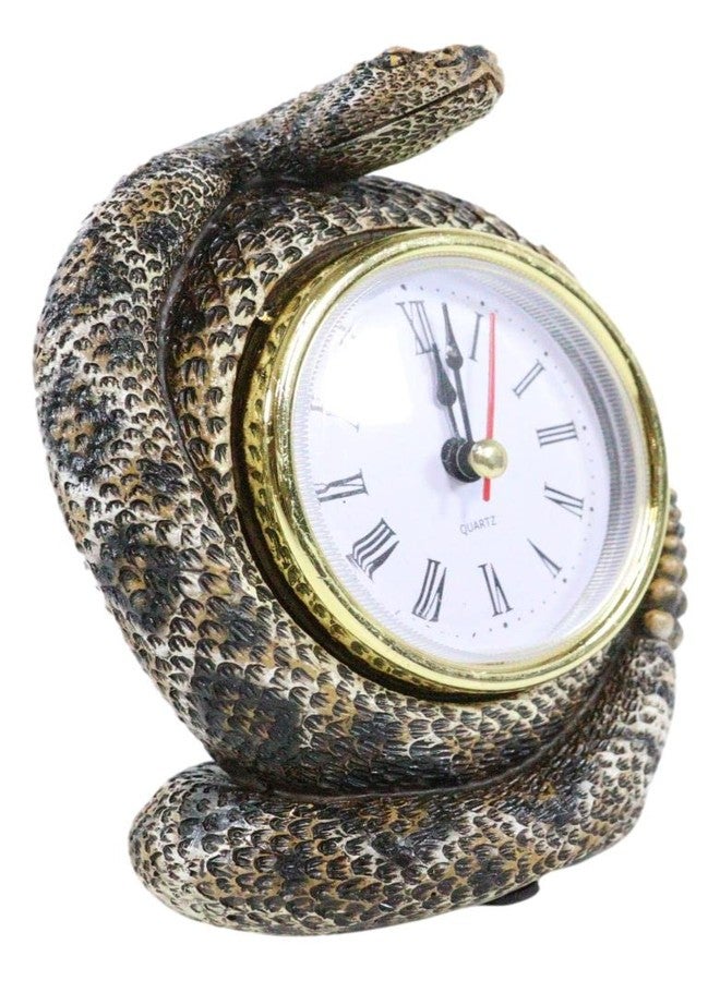 Ebros Gift Realistic Ferocious Diamondback Rattlesnake Coiling Around Clock Desktop Table Roman Numerals Accent Hand Painted Taxidermy Sculpture Lifelike Snake Figurine Snakes Reptile Animal Decor - Image 4
