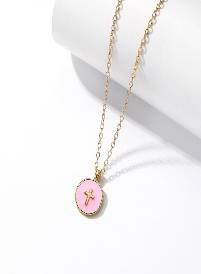 GINAZL Small Pink Cross Necklace, Baptism Party Favors Best Baptism Gifts for Women Gifts (PB) - Image 4