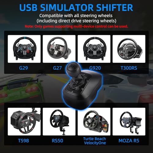 DOYO Gaming Gear Shifter - Compatible with G29 G27 G25 G920 T300RS/GT Racing Wheels, Six-Speed H Pattern with Reverse, Ideal for ATS ETS WRC Sim Racing Games - Image 4
