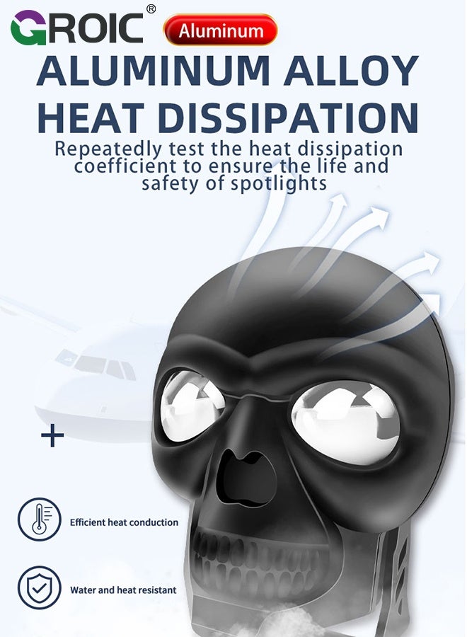 GROIC 2 Pcs Motorcycle Skull Headlight, Motorcycle Led Headlight, Headlights Motorcycle, World Handmade Led Motors Skull Lamp, Motors Skull Front Head Light for Motors Decorations - Image 5