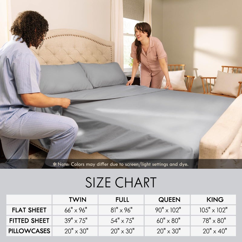 ClevaHome Queen Size Sheets - 6 Piece Soft Breathable Luxury Bed Sheet Set - Shrinkage & Fade Resistant Embroidered Bedding Sheet with 14-inch Deep Pocket, 2 Extra Pillowcases (Queen, Misty Grey) - Image 4