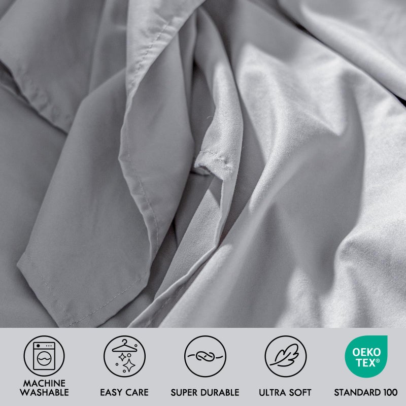 ClevaHome Queen Size Sheets - 6 Piece Soft Breathable Luxury Bed Sheet Set - Shrinkage & Fade Resistant Embroidered Bedding Sheet with 14-inch Deep Pocket, 2 Extra Pillowcases (Queen, Misty Grey) - Image 2