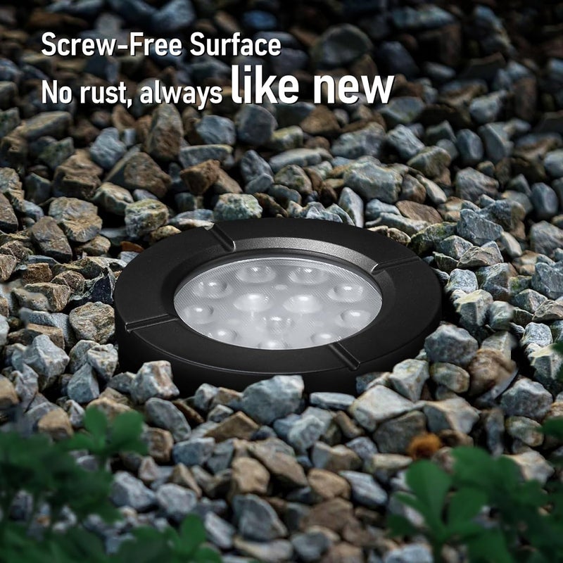 LEONLITE Dia. 4 Inch 5CCT Well Lights Landscape LED In Ground, 5 Color Temperature Selectable, 12-24V AC/DC CRI90 Low Voltage Outdoor Garden Landscaping, Aluminum Housing, Black, Pack of 6 - Image 4