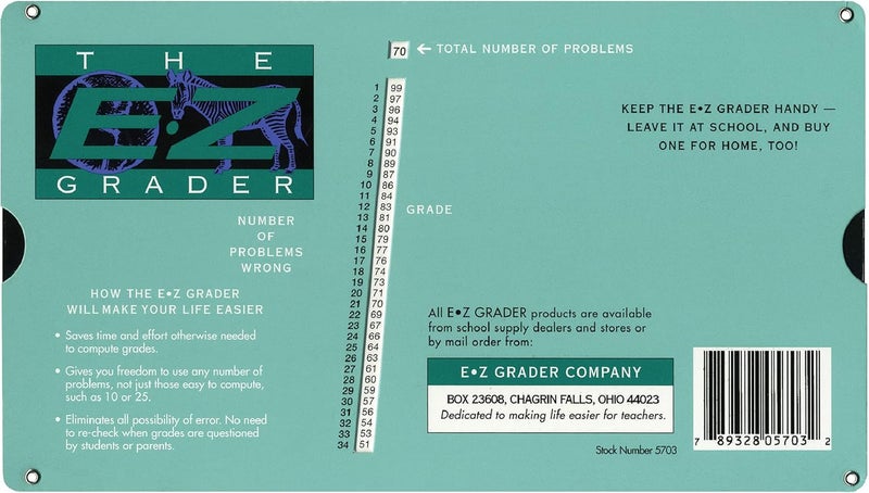 Advantus E-Z Grader Chart - Standard Size Print, Green, 8-1/2 x 4-3/4 x 1/8 Inches - Image 2