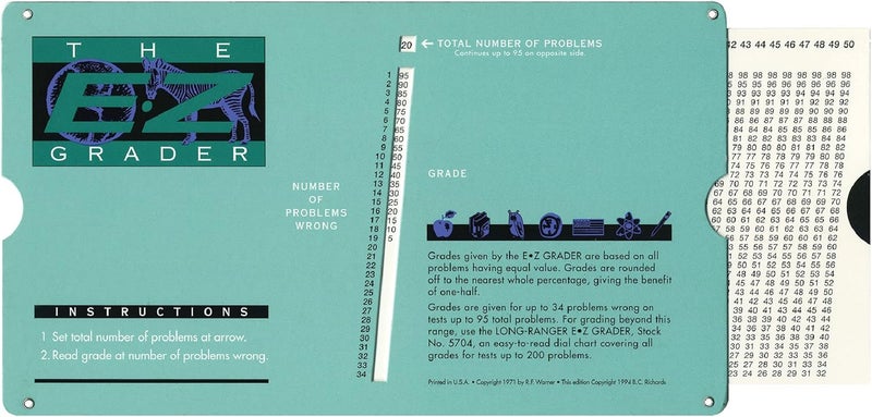 Advantus E-Z Grader Chart - Standard Size Print, Green, 8-1/2 x 4-3/4 x 1/8 Inches - Image 3