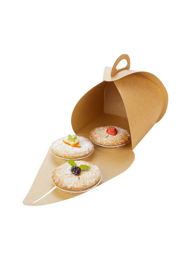 Restaurantware Ingenero 6.5 Inch Cake Boxes With Handles, 100 Built-In Handle Lunch Boxes - Grease-Resistant Lining, For Desserts Or Meals, Kraft Paper Gable Boxes, Easy To Carry, Recyclable - Image 2