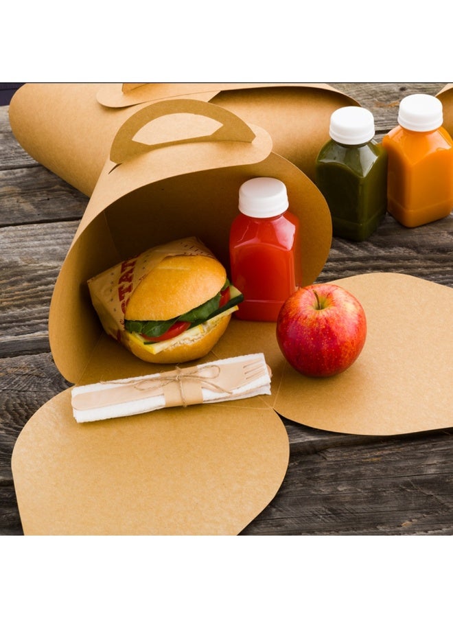 Restaurantware Ingenero 6.5 Inch Cake Boxes With Handles, 100 Built-In Handle Lunch Boxes - Grease-Resistant Lining, For Desserts Or Meals, Kraft Paper Gable Boxes, Easy To Carry, Recyclable - Image 3