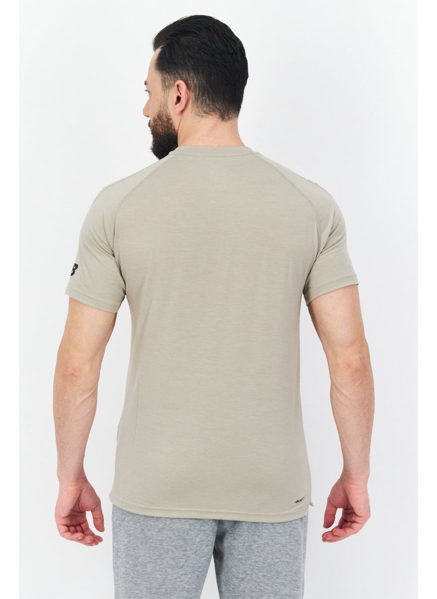 New Balance Men Sportswear Fit Short Sleeves Running T-Shirt, Tan  - Image 2
