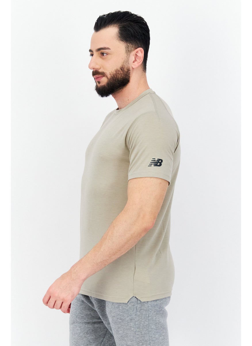 New Balance Men Sportswear Fit Short Sleeves Running T-Shirt, Tan  - Image 4