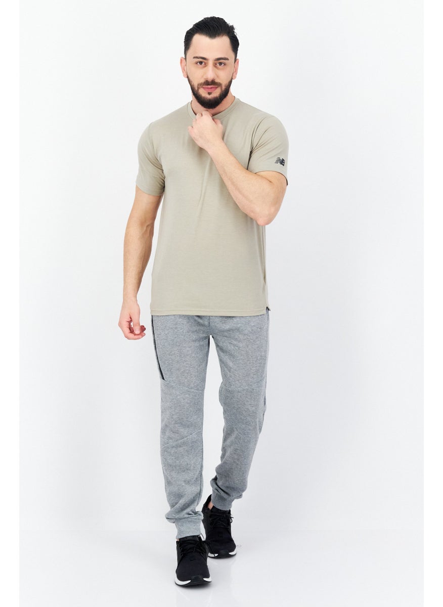 New Balance Men Sportswear Fit Short Sleeves Running T-Shirt, Tan  - Image 3
