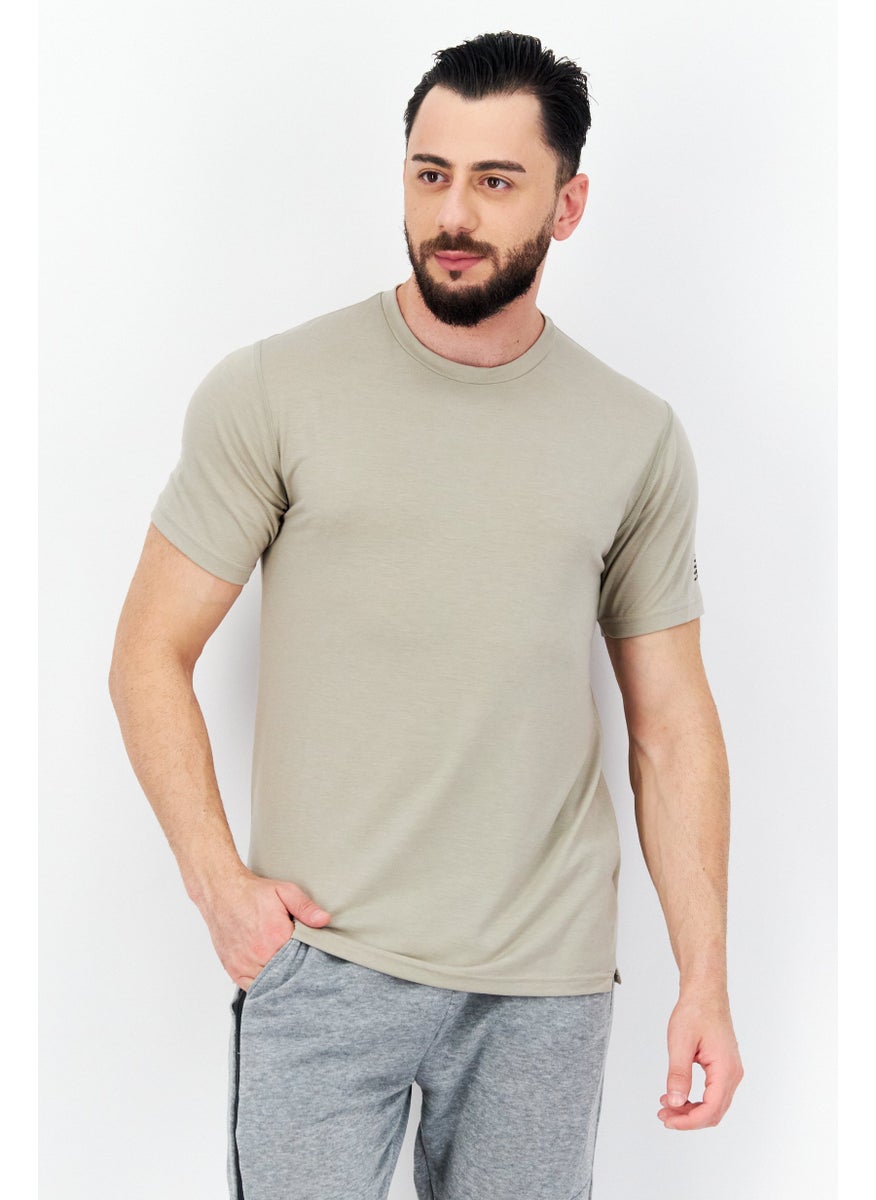 New Balance Men Sportswear Fit Short Sleeves Running T-Shirt, Tan  - Image 1