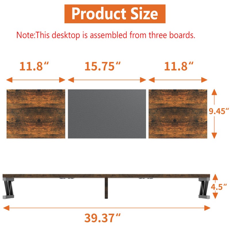 ErgoFocus Dual Monitor Stand Riser, Large Wood Monitor Riser for 2 Monitors, Monitor Lift with Storage for Desk, Sturdy Wood&Steel Multi Screen Stand, Desktop Organizer Monitor Stand for Computer - Image 2