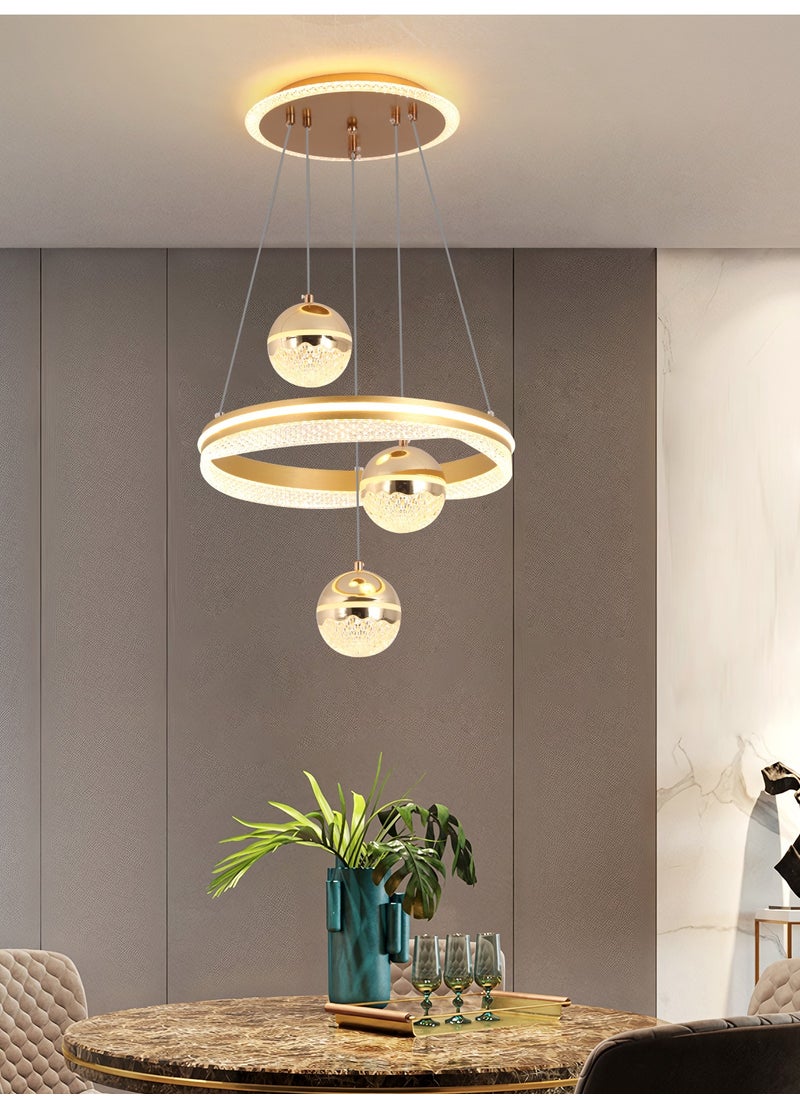 YATAI LIGHTING - 3 Heads Pendant Light Dining Room Table, Modern Gold LED Three Round Shape Pendant Light for Kitchen Island Table, Adjustable Color Temperature and Height Chandelier - Image 1