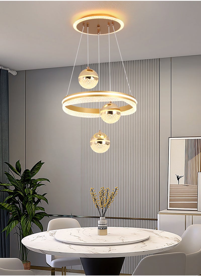 YATAI LIGHTING - 3 Heads Pendant Light Dining Room Table, Modern Gold LED Three Round Shape Pendant Light for Kitchen Island Table, Adjustable Color Temperature and Height Chandelier - Image 1
