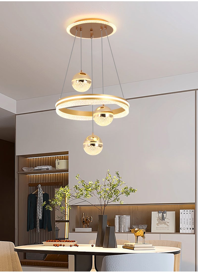 YATAI LIGHTING - 3 Heads Pendant Light Dining Room Table, Modern Gold LED Three Round Shape Pendant Light for Kitchen Island Table, Adjustable Color Temperature and Height Chandelier - Image 1
