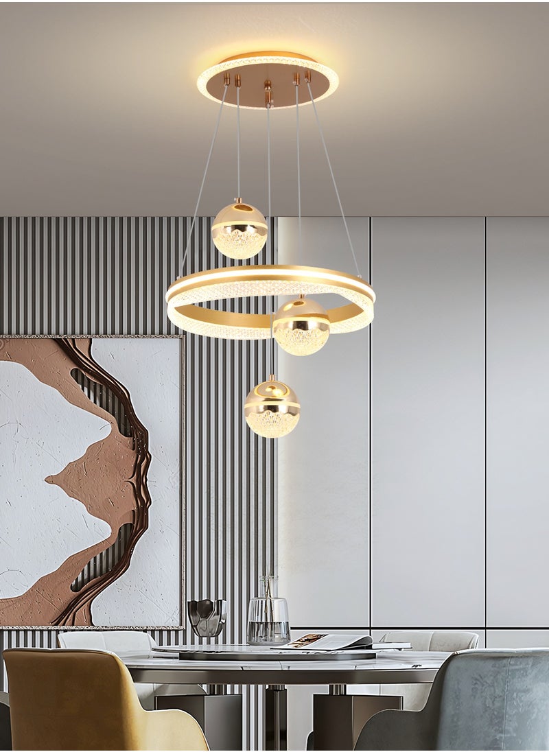 YATAI LIGHTING - 3 Heads Pendant Light Dining Room Table, Modern Gold LED Three Round Shape Pendant Light for Kitchen Island Table, Adjustable Color Temperature and Height Chandelier - Image 1
