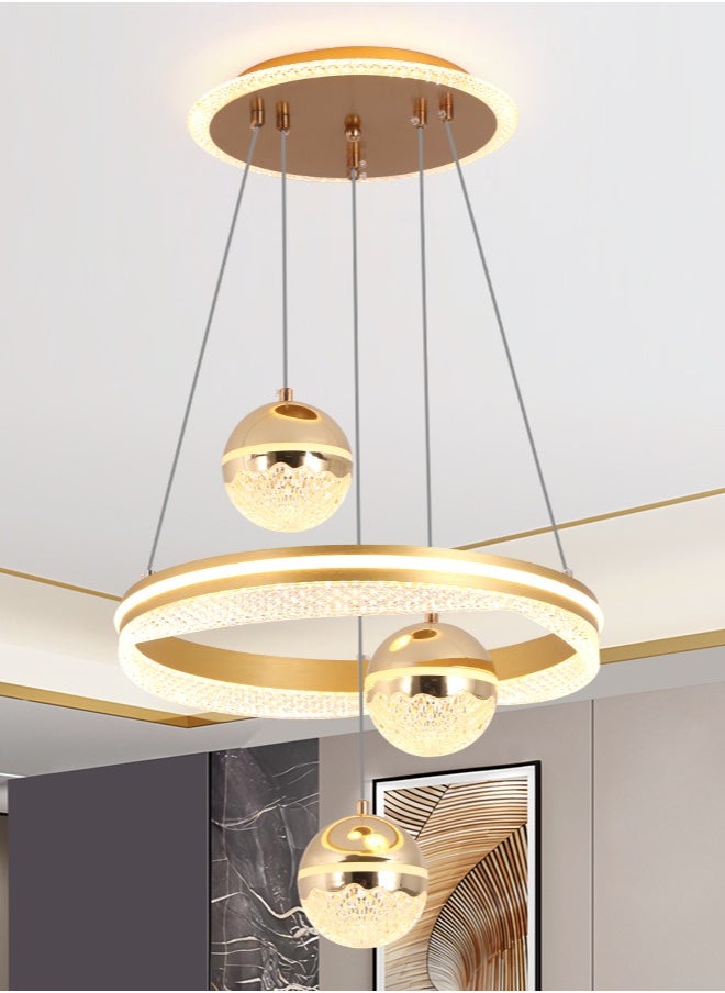 YATAI LIGHTING - 3 Heads Pendant Light Dining Room Table, Modern Gold LED Three Round Shape Pendant Light for Kitchen Island Table, Adjustable Color Temperature and Height Chandelier - Image 1